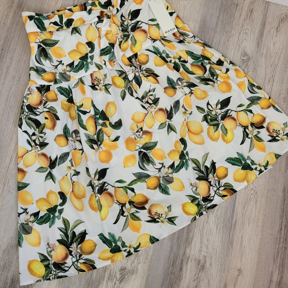 Deja Bleu Premium Lemon Print Skirt